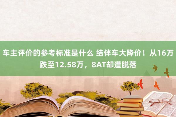 车主评价的参考标准是什么 结伴车大降价！从16万跌至12.58万，8AT却遭脱落