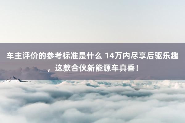 车主评价的参考标准是什么 14万内尽享后驱乐趣，这款合伙新能源车真香！