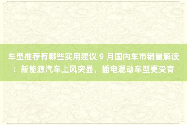 车型推荐有哪些实用建议 9 月国内车市销量解读：新能源汽车上风突显，插电混动车型更受青