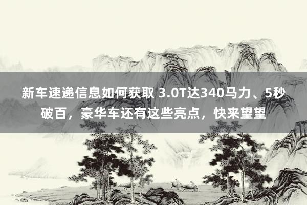 新车速递信息如何获取 3.0T达340马力、5秒破百，豪华车还有这些亮点，快来望望