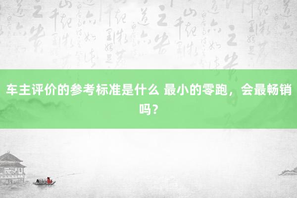 车主评价的参考标准是什么 最小的零跑，会最畅销吗？