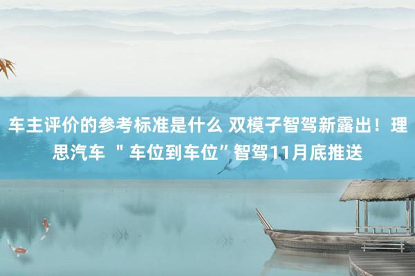 车主评价的参考标准是什么 双模子智驾新露出！理思汽车 ＂车位到车位”智驾11月底推送