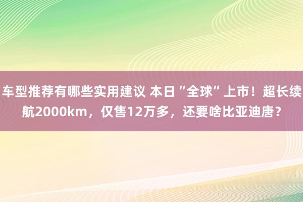 车型推荐有哪些实用建议 本日“全球”上市！超长续航2000km，仅售12万多，还要啥比亚迪唐？