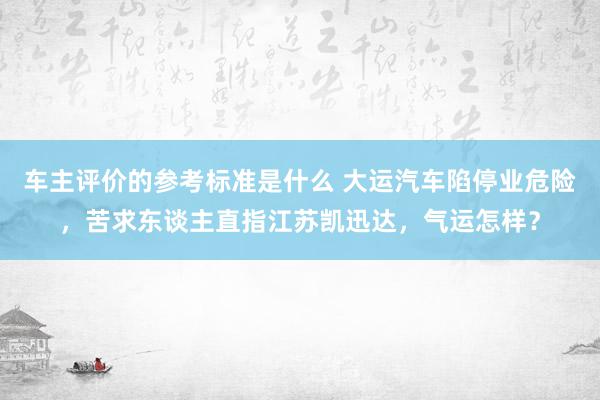 车主评价的参考标准是什么 大运汽车陷停业危险，苦求东谈主直指江苏凯迅达，气运怎样？