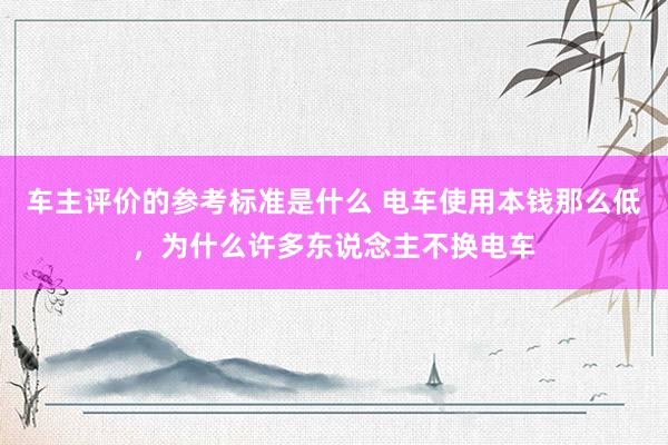 车主评价的参考标准是什么 电车使用本钱那么低，为什么许多东说念主不换电车