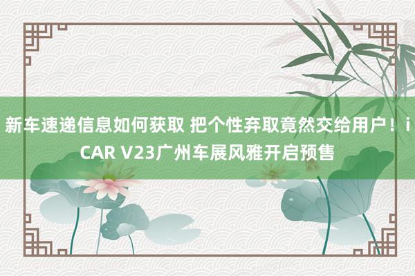 新车速递信息如何获取 把个性弃取竟然交给用户！iCAR V23广州车展风雅开启预售