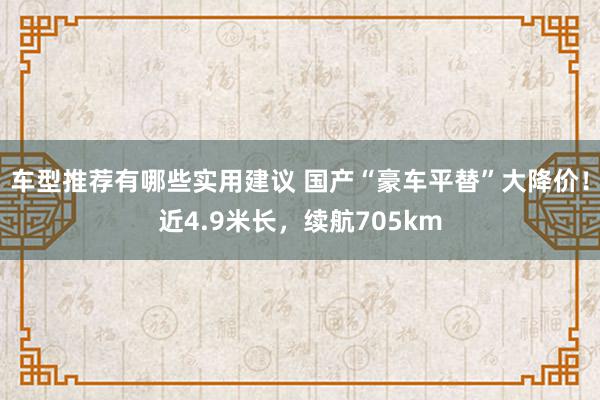 车型推荐有哪些实用建议 国产“豪车平替”大降价！近4.9米长，续航705km