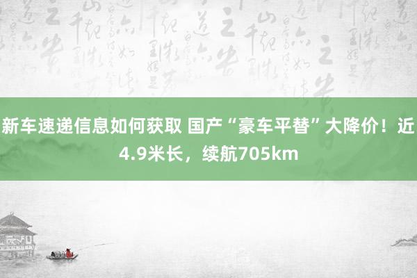 新车速递信息如何获取 国产“豪车平替”大降价！近4.9米长，续航705km