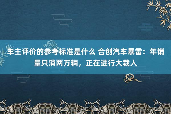 车主评价的参考标准是什么 合创汽车暴雷：年销量只消两万辆，正在进行大裁人