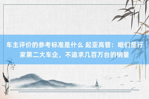 车主评价的参考标准是什么 起亚高管：咱们是行家第二大车企，不追求几百万台的销量