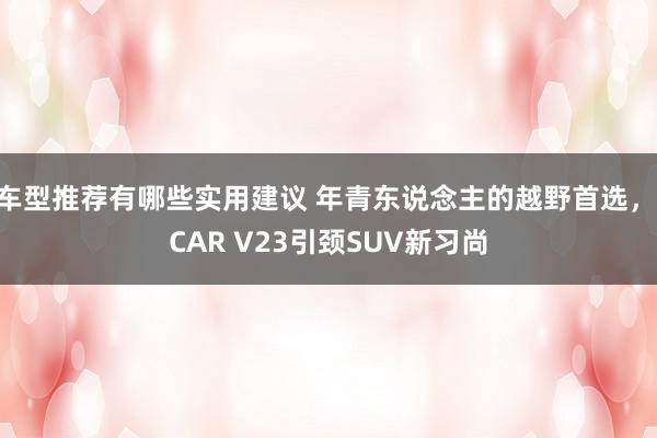 车型推荐有哪些实用建议 年青东说念主的越野首选，iCAR V23引颈SUV新习尚