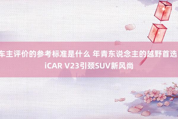 车主评价的参考标准是什么 年青东说念主的越野首选，iCAR V23引颈SUV新风尚