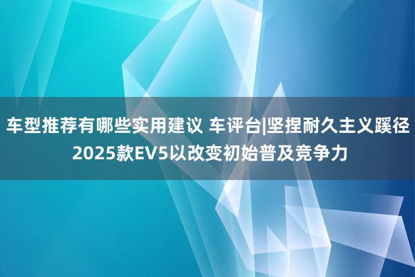 车型推荐有哪些实用建议 车评台|坚捏耐久主义蹊径 2025款EV5以改变初始普及竞争力