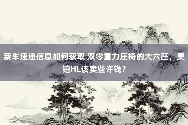 新车速递信息如何获取 双零重力座椅的大六座，昊铂HL该卖些许钱？