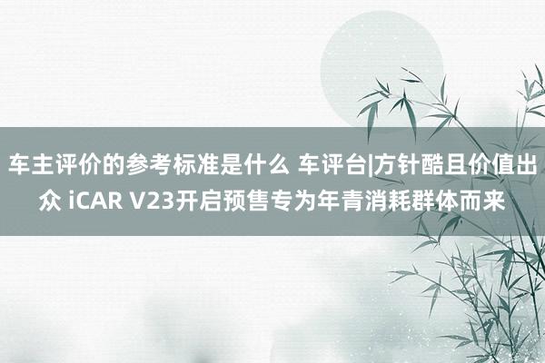 车主评价的参考标准是什么 车评台|方针酷且价值出众 iCAR V23开启预售专为年青消耗群体而来