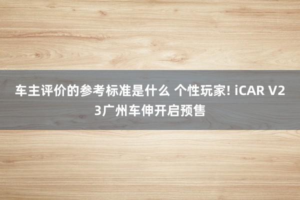 车主评价的参考标准是什么 个性玩家! iCAR V23广州车伸开启预售