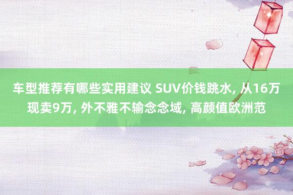 车型推荐有哪些实用建议 SUV价钱跳水, 从16万现卖9万, 外不雅不输念念域, 高颜值欧洲范