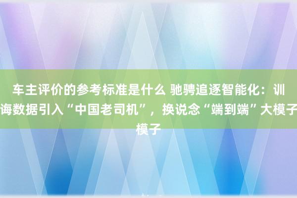 车主评价的参考标准是什么 驰骋追逐智能化：训诲数据引入“中国老司机”，换说念“端到端”大模子