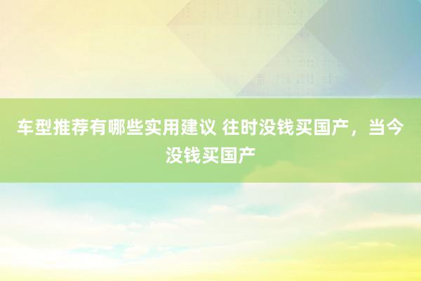 车型推荐有哪些实用建议 往时没钱买国产，当今没钱买国产