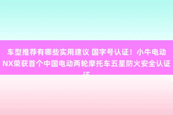 车型推荐有哪些实用建议 国字号认证！小牛电动NX荣获首个中国电动两轮摩托车五星防火安全认证