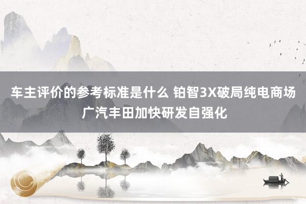 车主评价的参考标准是什么 铂智3X破局纯电商场 广汽丰田加快研发自强化