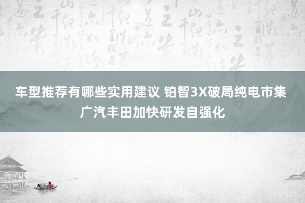 车型推荐有哪些实用建议 铂智3X破局纯电市集 广汽丰田加快研发自强化