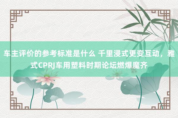 车主评价的参考标准是什么 千里浸式更变互动，雅式CPRJ车用塑料时期论坛燃爆魔齐