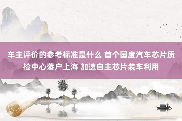 车主评价的参考标准是什么 首个国度汽车芯片质检中心落户上海 加速自主芯片装车利用