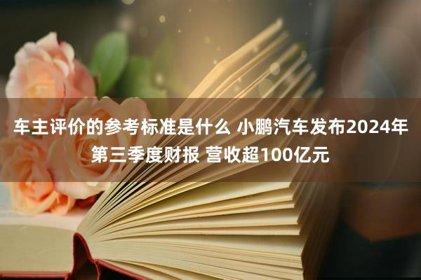 车主评价的参考标准是什么 小鹏汽车发布2024年第三季度财报 营收超100亿元