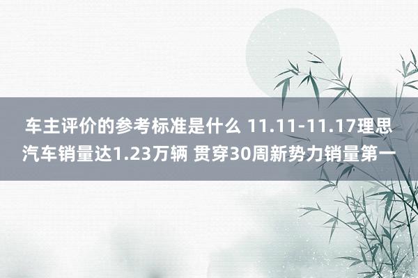 车主评价的参考标准是什么 11.11-11.17理思汽车销量达1.23万辆 贯穿30周新势力销量第一