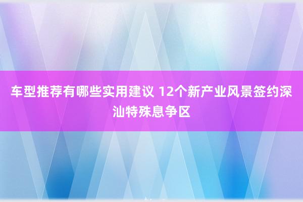 车型推荐有哪些实用建议 12个新产业风景签约深汕特殊息争区