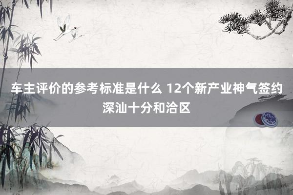 车主评价的参考标准是什么 12个新产业神气签约深汕十分和洽区