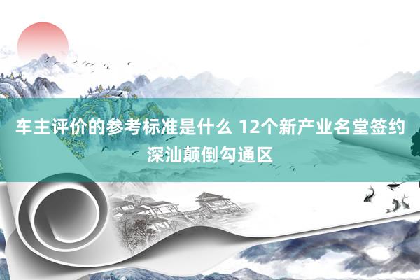 车主评价的参考标准是什么 12个新产业名堂签约深汕颠倒勾通区