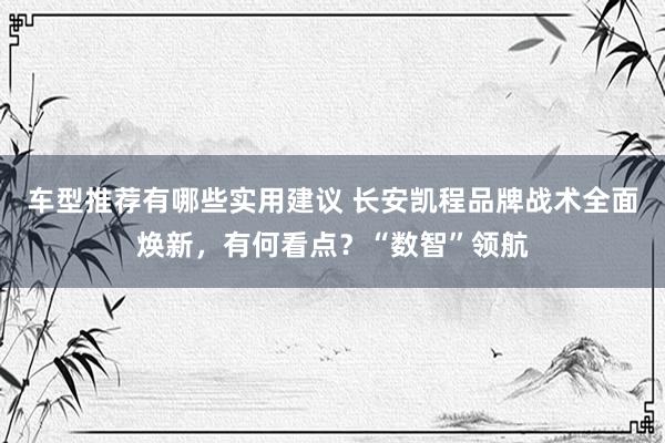 车型推荐有哪些实用建议 长安凯程品牌战术全面焕新，有何看点？“数智”领航